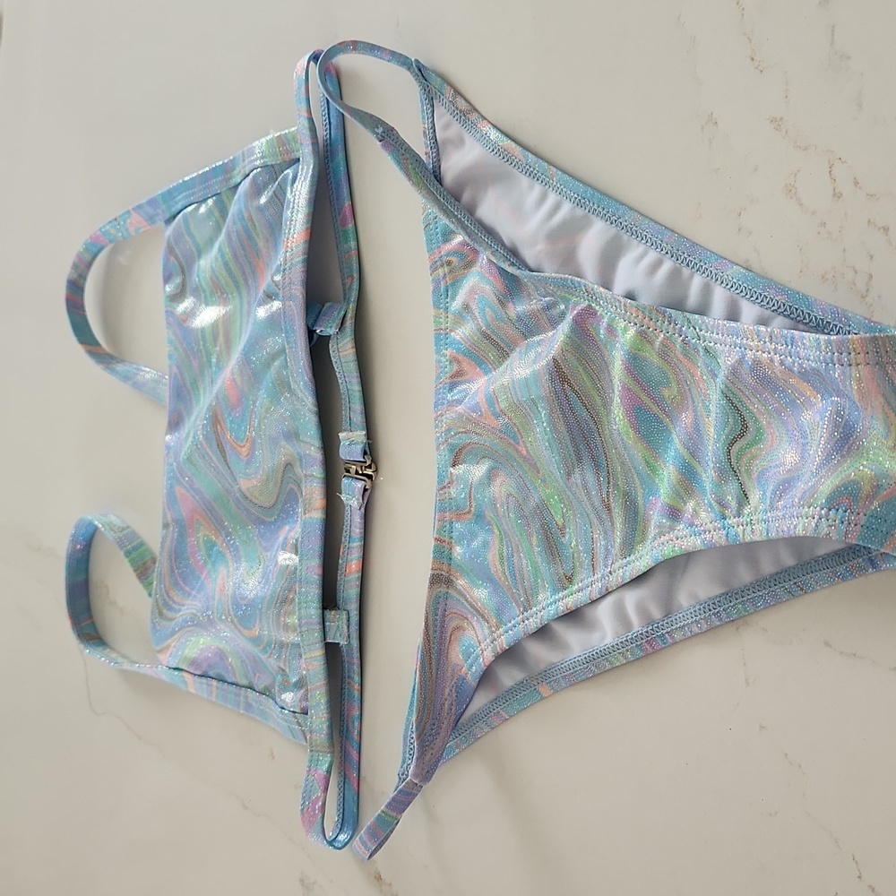 Holographic Pastel Marble Bikini Set - Women Swim